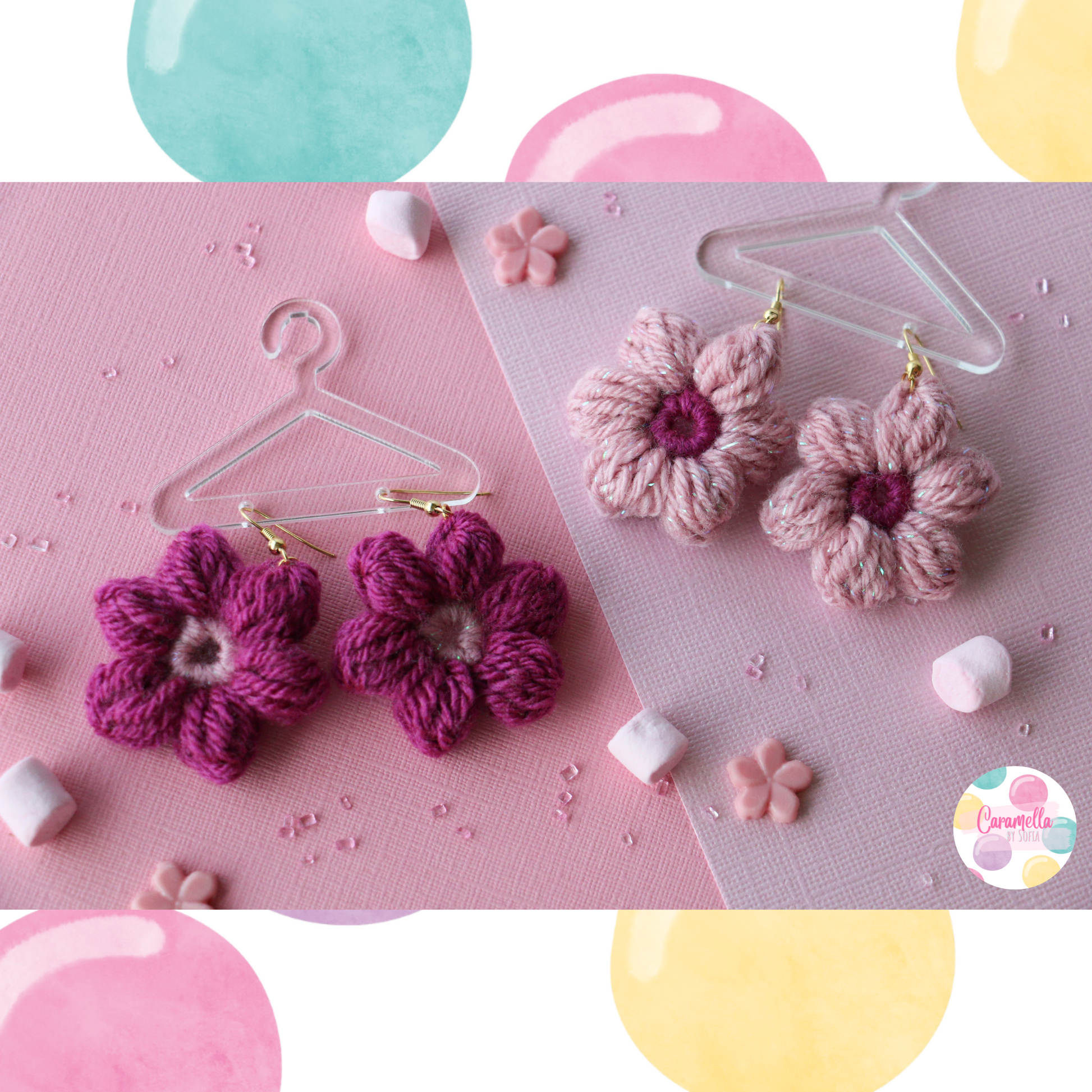 Crochet sales flower earrings